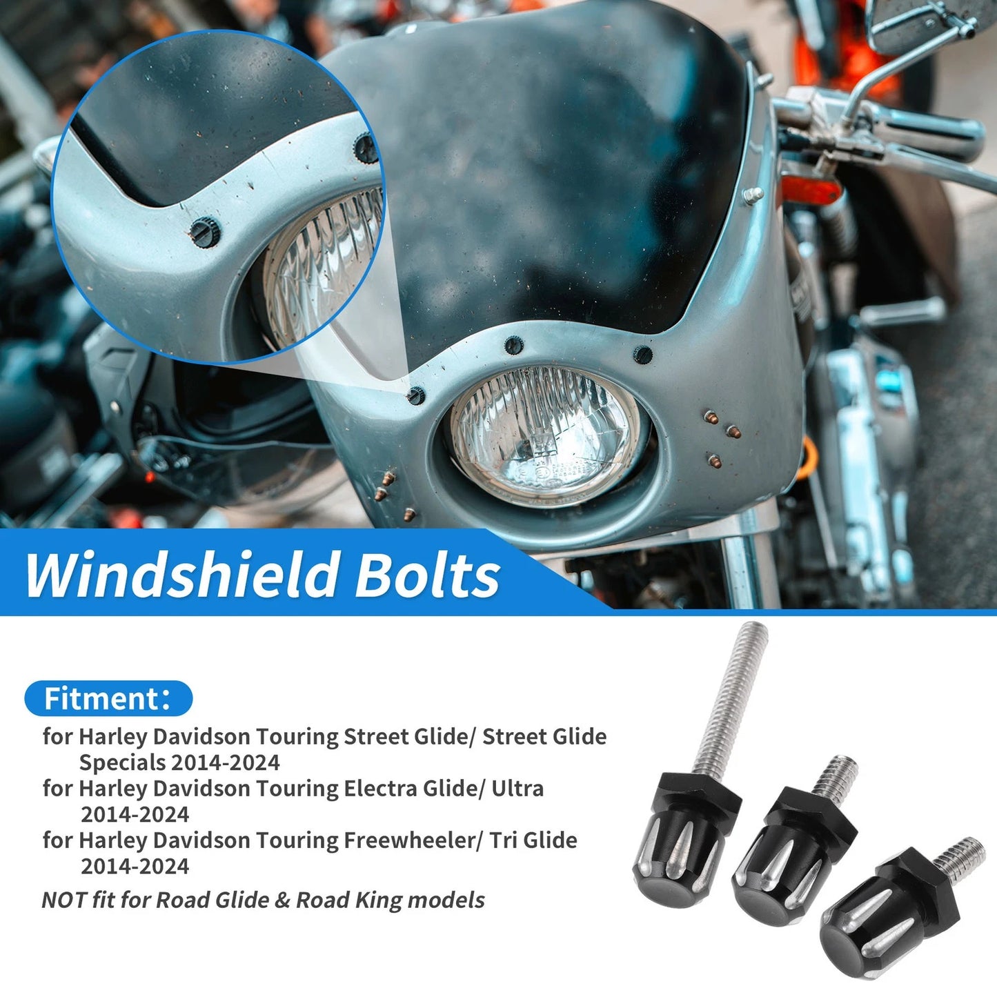 Windshield Bolts Black for Harley Davidson Touring Freewheeler