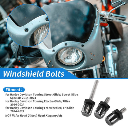 Windshield Bolts Black for Harley Davidson Touring Freewheeler