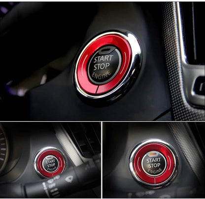 Silver Engine Start Cover Push Buttons Ring Trim Fit For Infiniti Q50 Q60 14-18