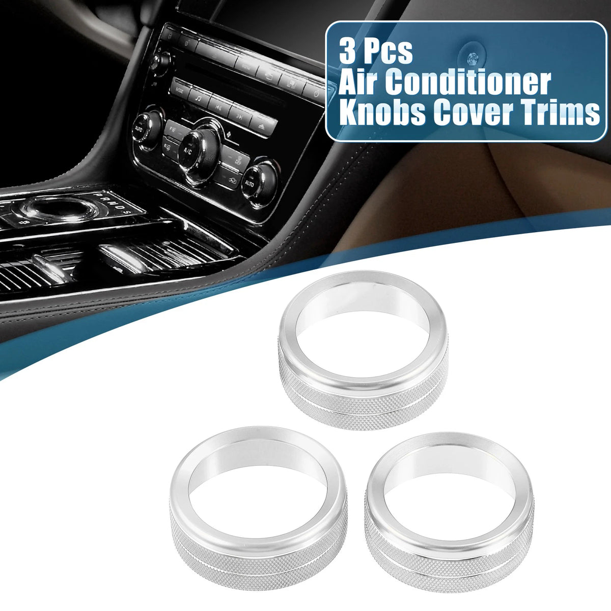 Air Conditioner Knobs for Jeep Wrangler JL JLU 2018-2022 Silver Tone (Set of 3)