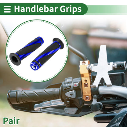 7/8" 22mm Handlebar Grips Covers Aluminum Alloy Black Blue for Motorcycle