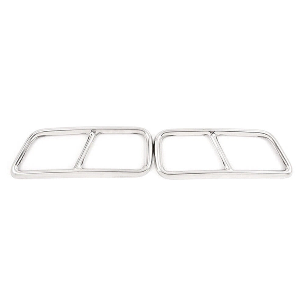 Silver Rear Exhaust Muffler Tail Pipe Covers for Cadillac XT5 (2016-2020)
