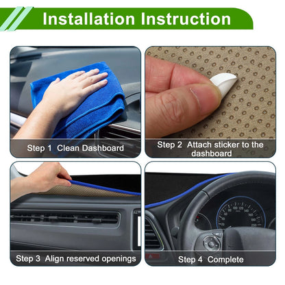 Dashboard Cover Mat for Toyota Wish 2010-2018 Sun Protector Pad Black Blue
