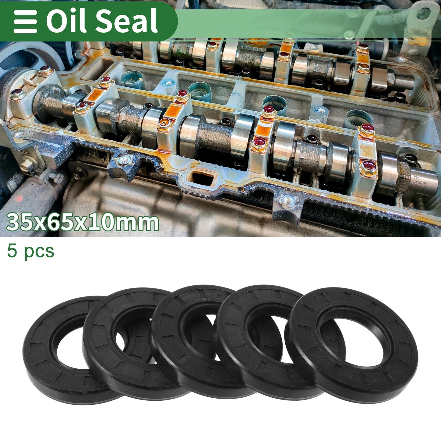 Oil Seal 5x Rotary Shaft Seal NBR Rubber 35x65x10mm Black for Vehicles
