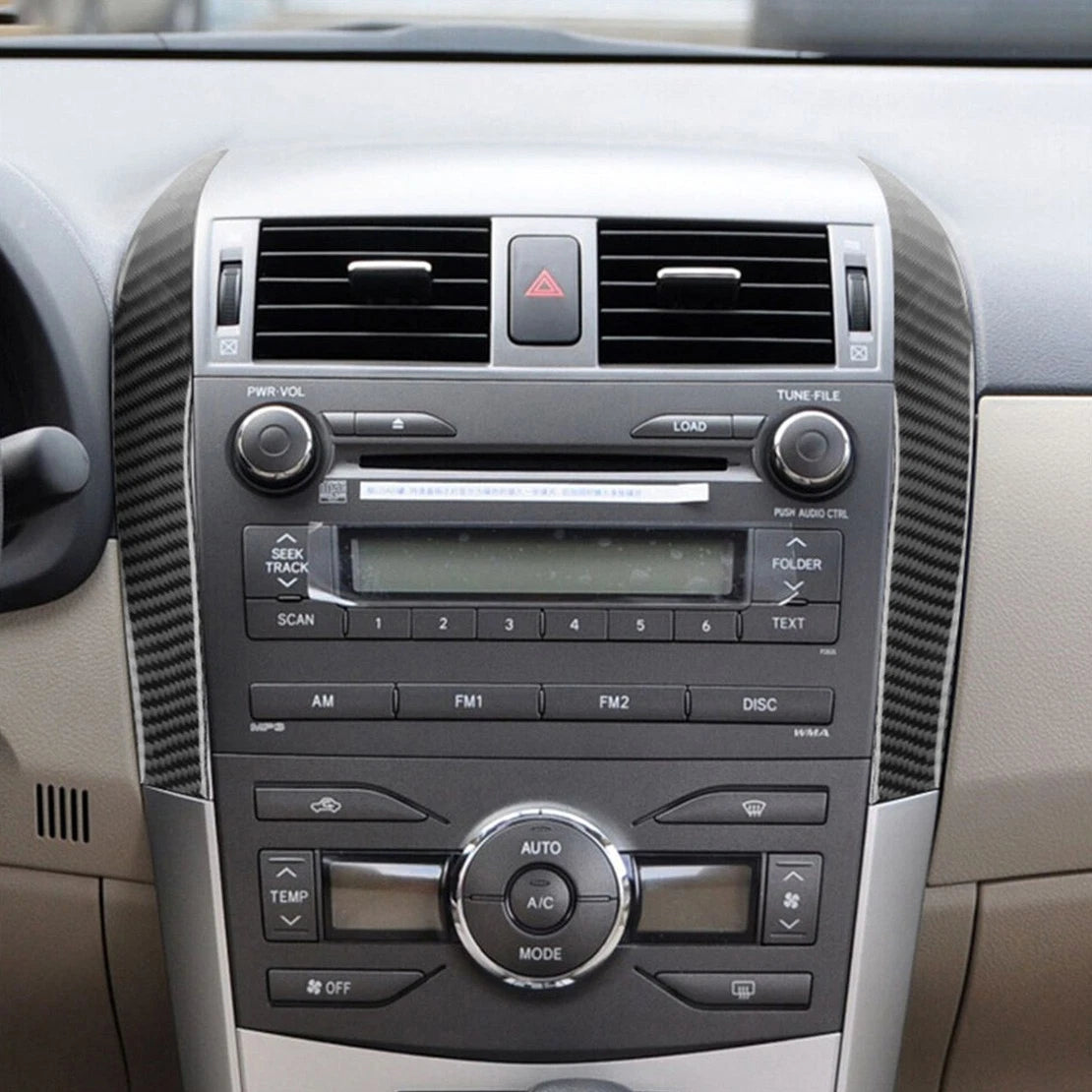 Carbon Fiber Dash Center Control Side Strip Cover for Toyota Corolla (2007-2013)