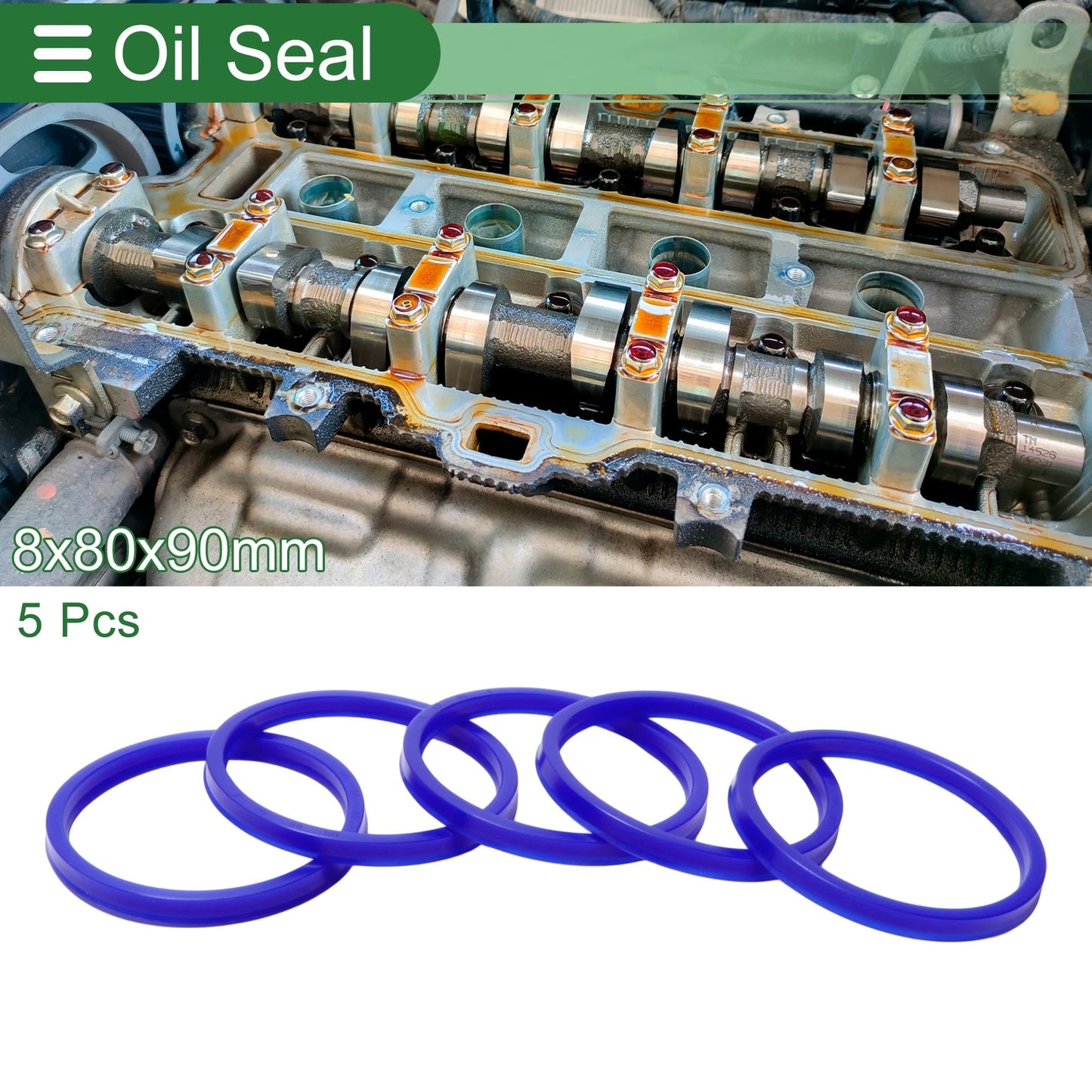 Oil Seal Seal Ring Rotary Shaft Seal TPU 80x90x8mm Blue 5 Pcs for MakeModel