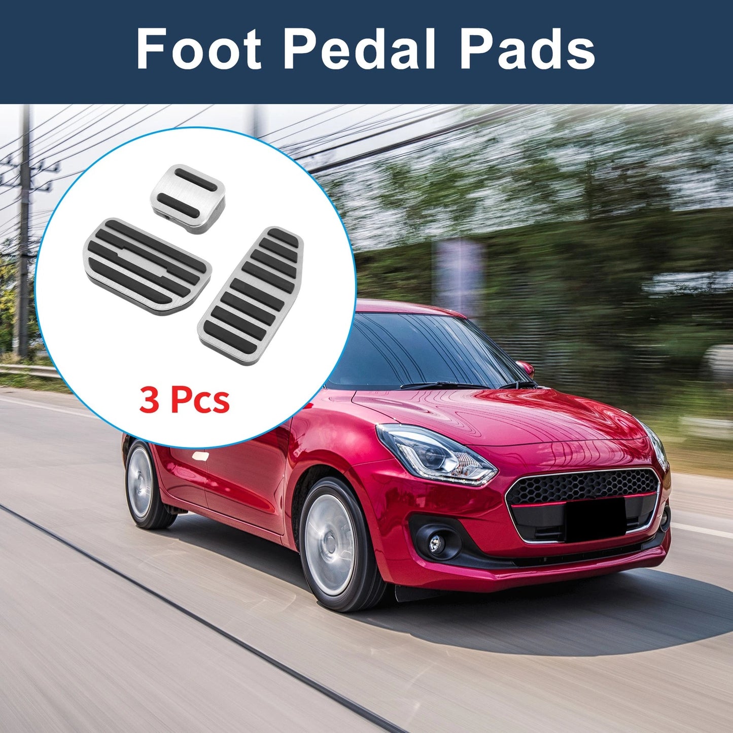 Foot Accelerator Pedal Covers  for Suzuki Swift (No Mark) Silver Tone