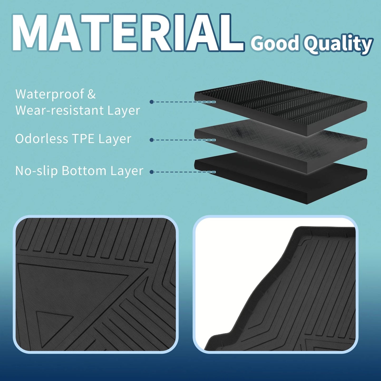 Flat Face Cargo Liner Rear Trunk Mat for Toyota RAV4 (2020-2024) 1 Pc