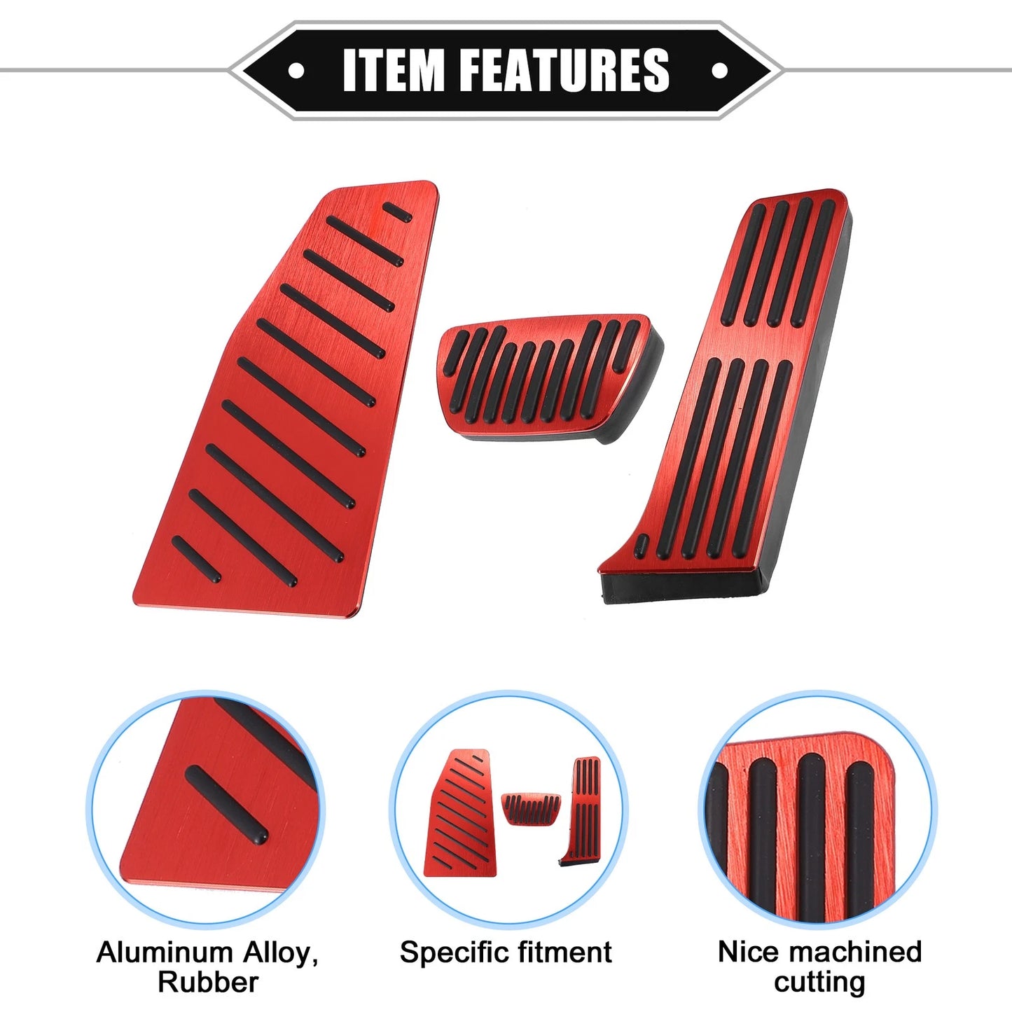 Gas Brake Footrest Pedal Cover for Toyota Rav4 (2019-2023) Red Aluminum Rubber