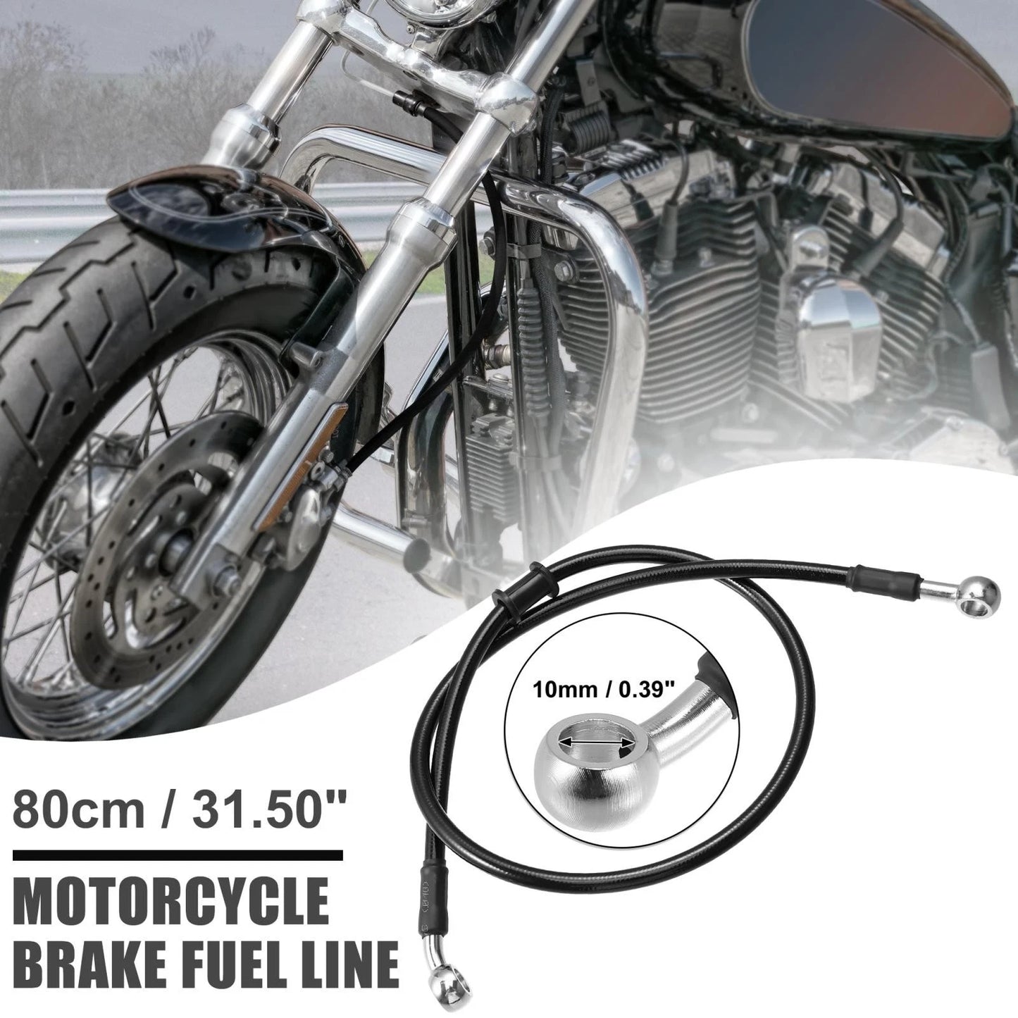 Hoses / 80cm 10mm / Braided Brake Clutch Oil Line Pipe for Motorcycle ATV