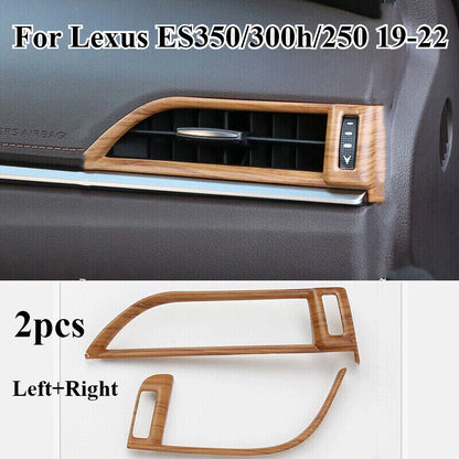2 x Wood grain ABS Side Air Vent Outlet Cover Trim for Lexus ES350/300h/250 (2019–2022)