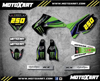 Full Graphics Kit  Custom Stickers Decals for Kawasaki KX 250 (2003-2012)
