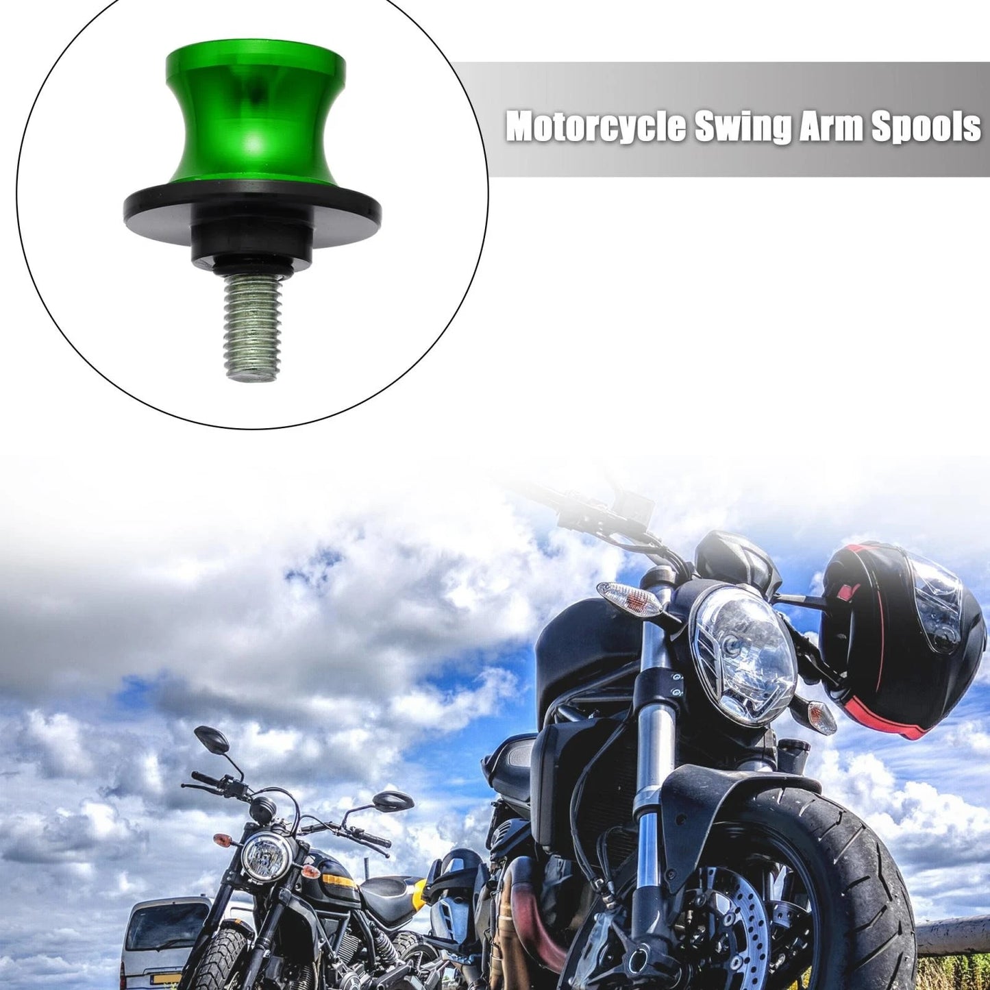 2 x 8mm Motorcycle Swing Arm Spool Rear Stand Sliders Green for Motorcycle