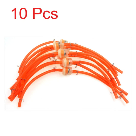 10 x Orange Silicone Petrol Hose Pipe Line Tube Oil Fuel Filter for Motorcycle