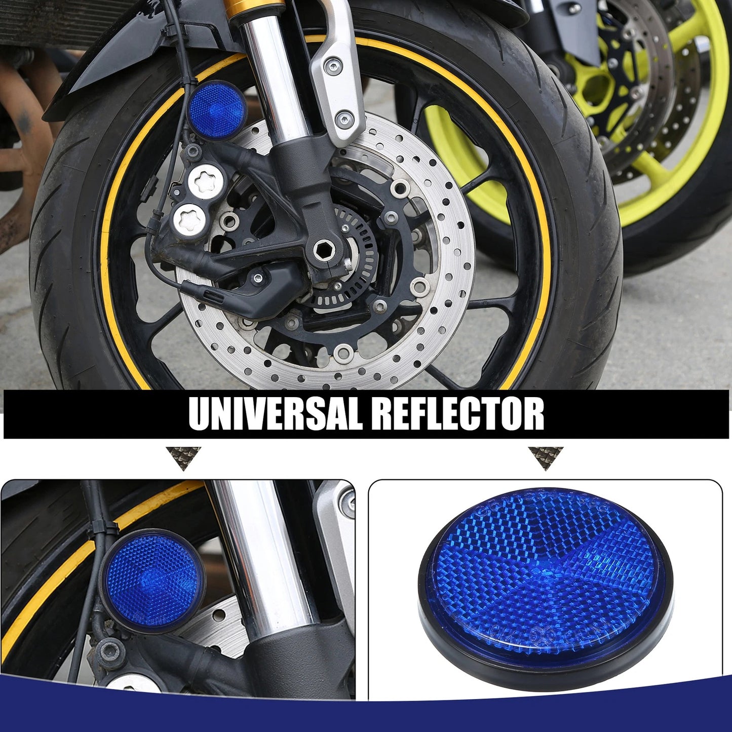 2 x Round Shape Reflector Universal Item for Motorcycle Garbage Cans Car Truck
