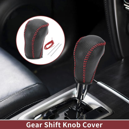 Car Gear Shift Knob Cover for Mazda CX-5 Black Red Faux Leather (2012-2023)