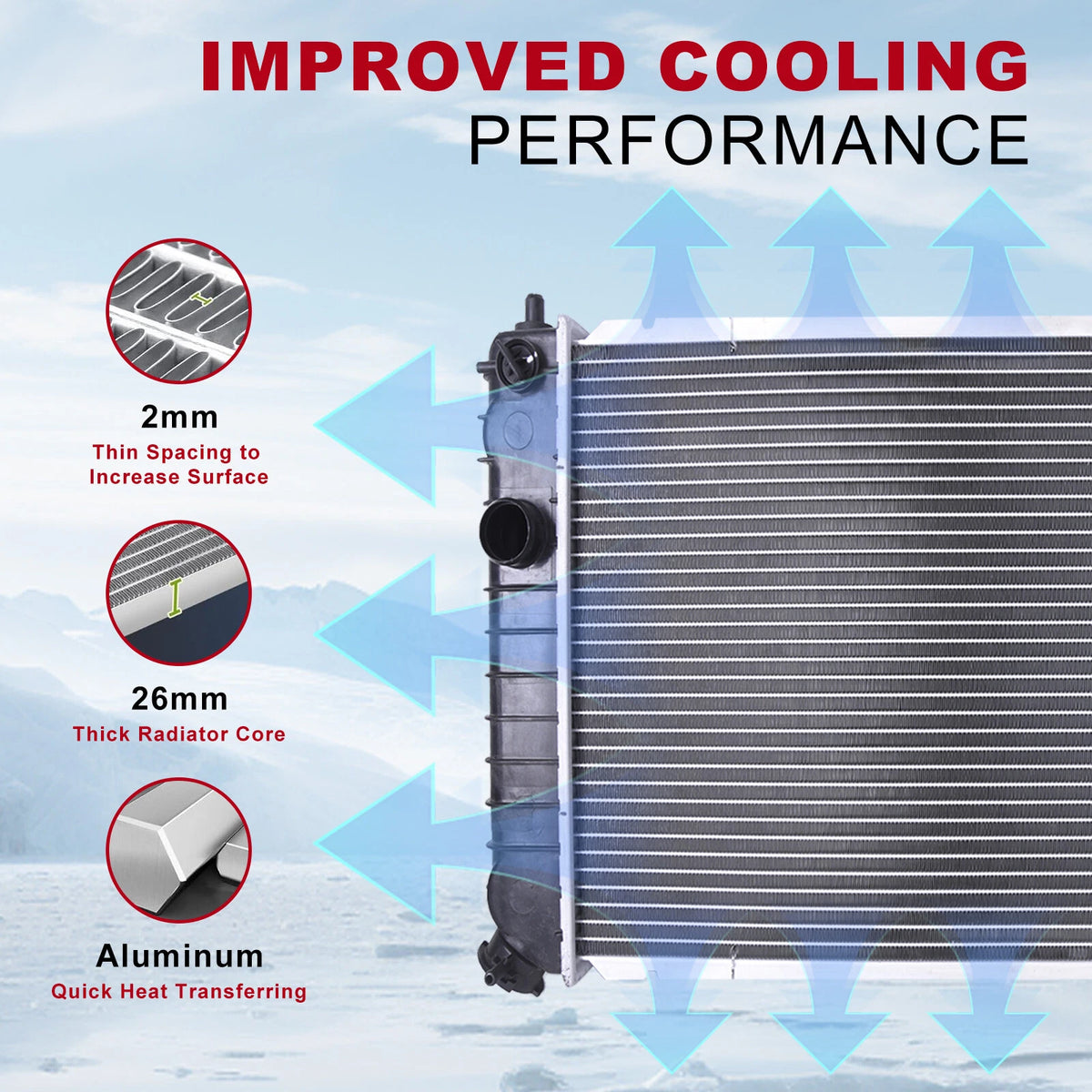 Engine Cooling Radiator for Chevrolet Blazer S10 4.3 V6 AWD (1994-2005)
