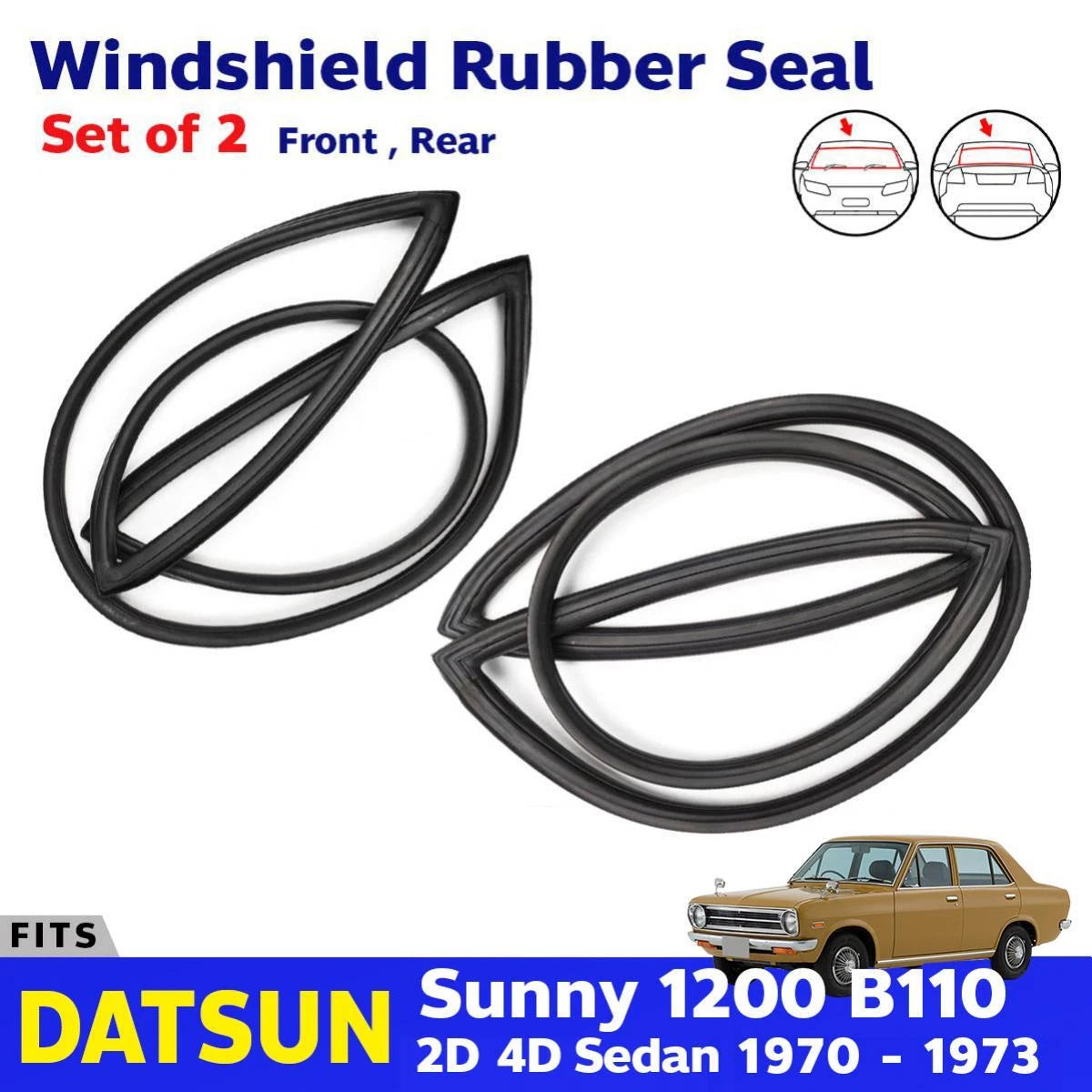 Windshield Rubber Weatherstrip Front Rear Fits Datsun 1200 Sunny B110 Sedan D06