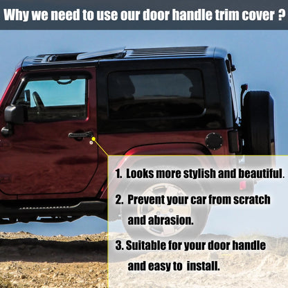 3 x Door Handle Trim & Button Covers for Jeep Wrangler 2007-2018 Black