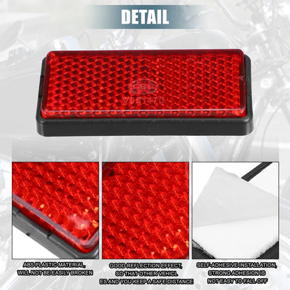 8 x Rectangular Stick-on Safety Spoke Reflector Red for Motorcycle