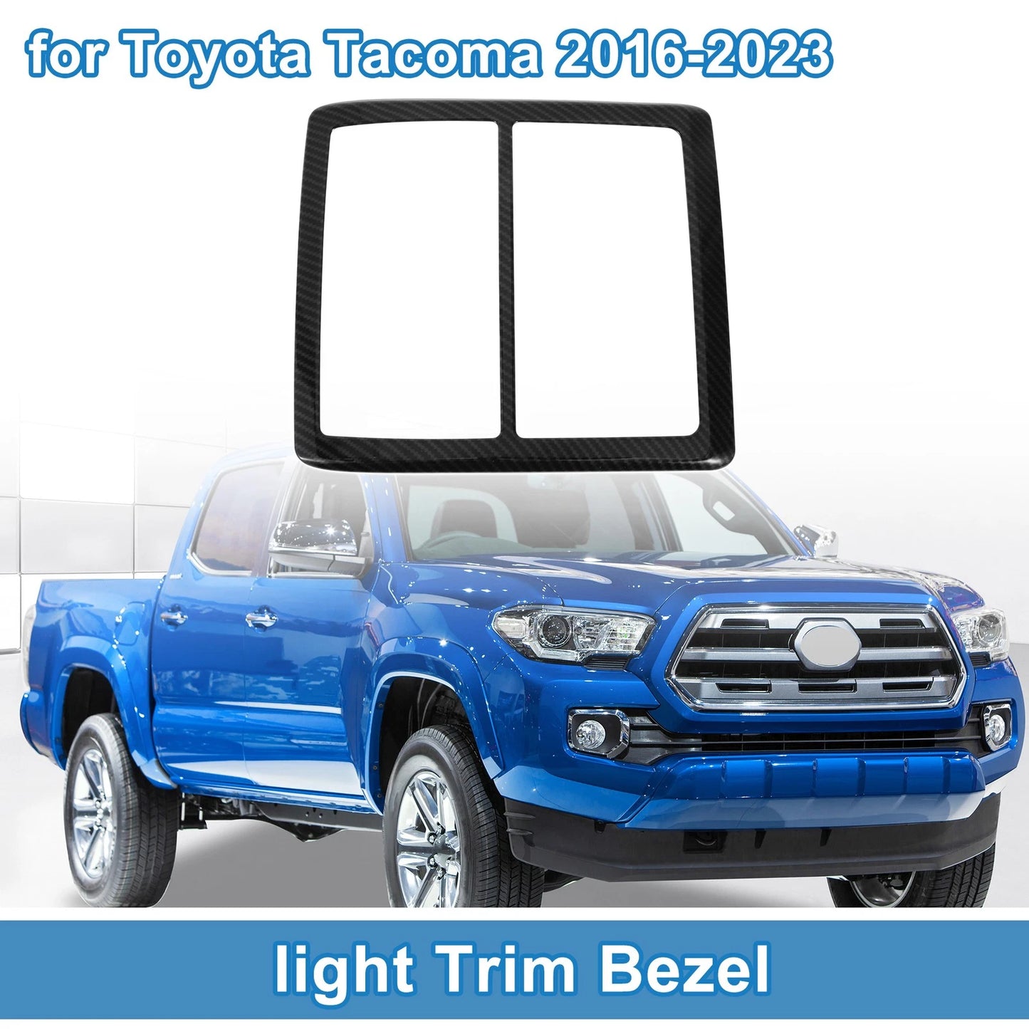 Front Row Headlight Trim Bezel for Toyota Tacoma (2016-2023) Carbon Fiber Black