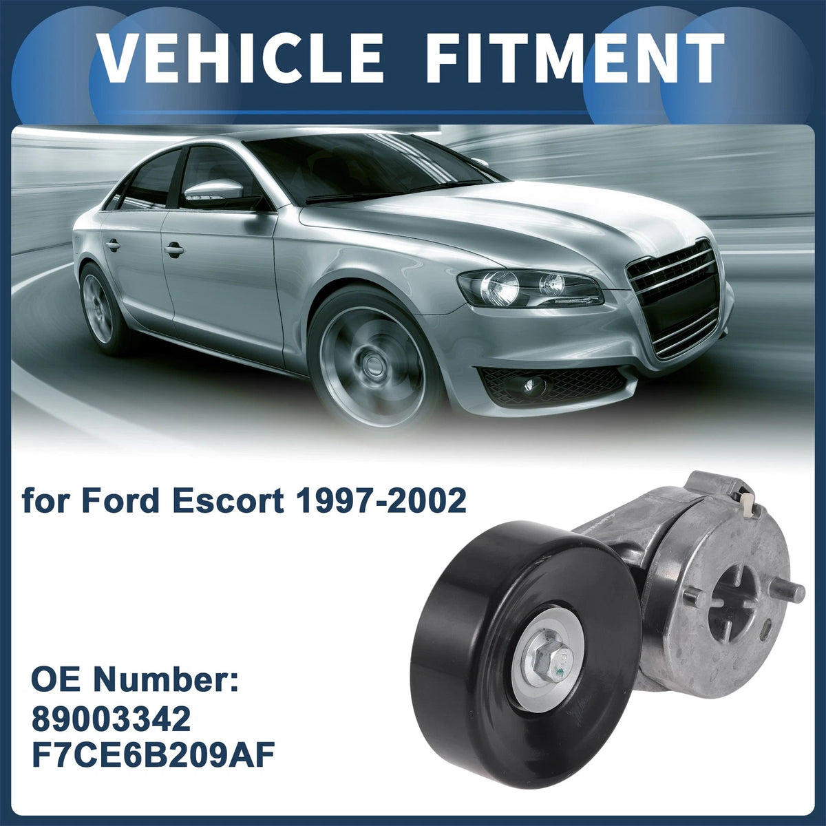 Belt Tensioner for Ford Escort (1997-2002) - Durable Metal Component, 1 Pc