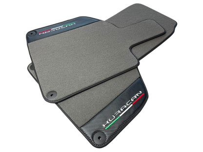 Gray Floor Mats for Lamborghini Huracan (2014-2023) - Carbon Fiber Leather