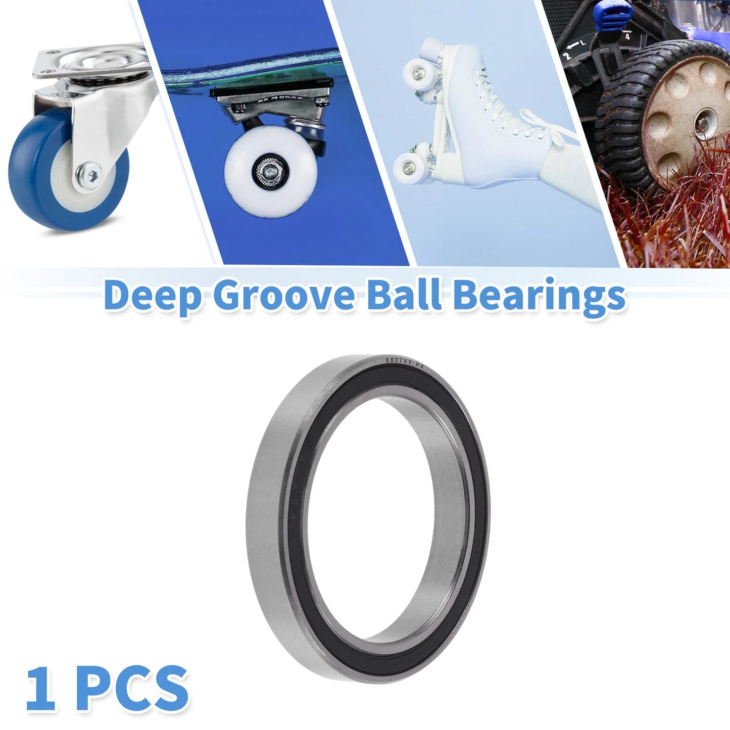 Deep Groove Ball Bearings 35x47x7mm Silver Tone Black for Make Model