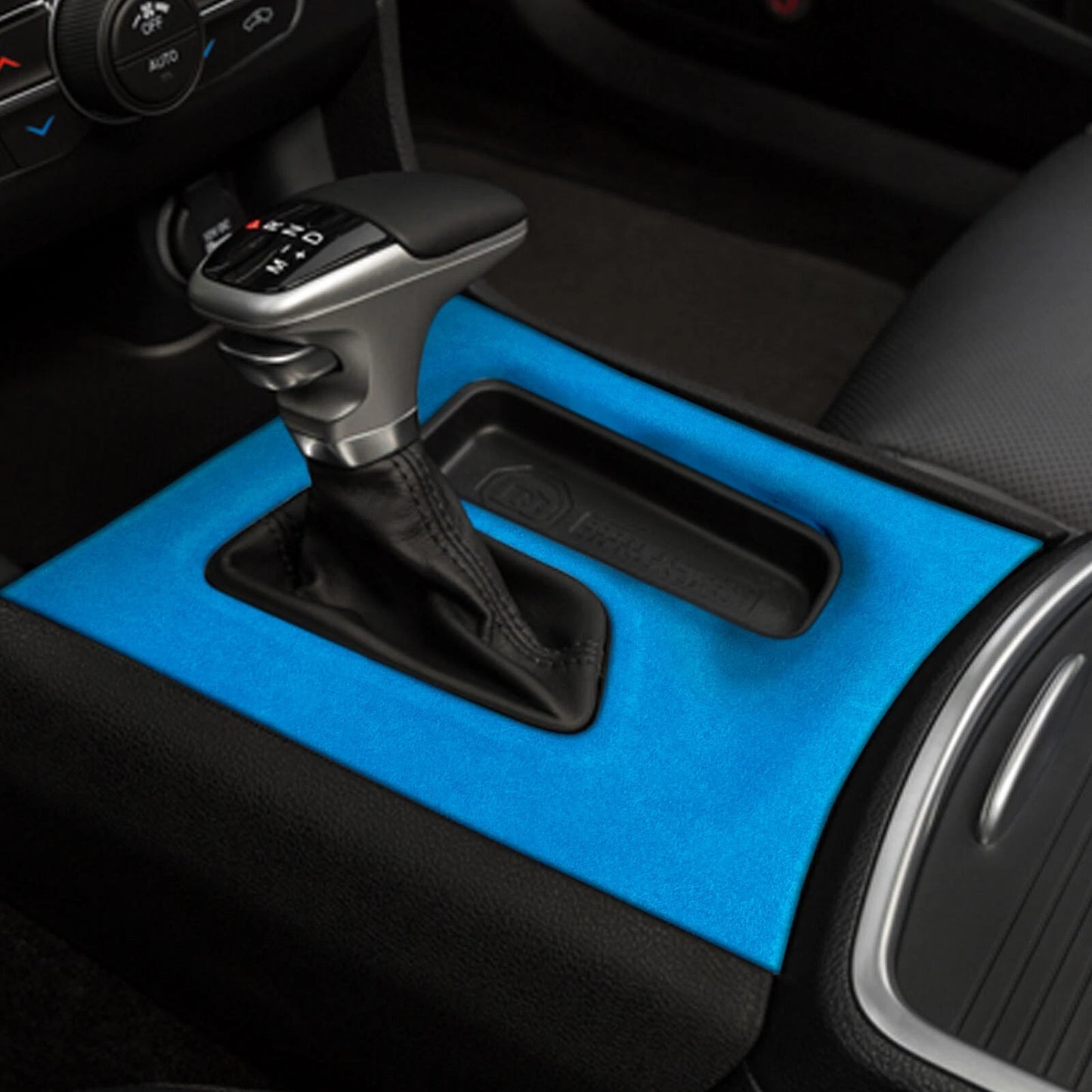 Blue Leather Center Console Cover for Dodge Charger (2015-2023)