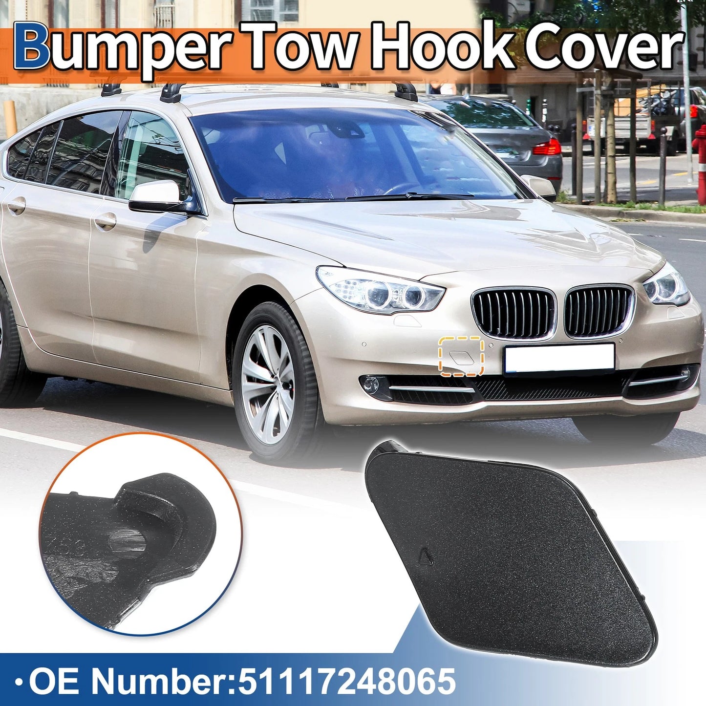 Front Right Tow Hook Cover for BMW 535i Sophisto Grey