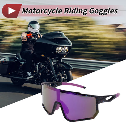 1 x Motorcycle Riding Goggles Purple Black with Blue Dots Tri-Acetyl Cellulos