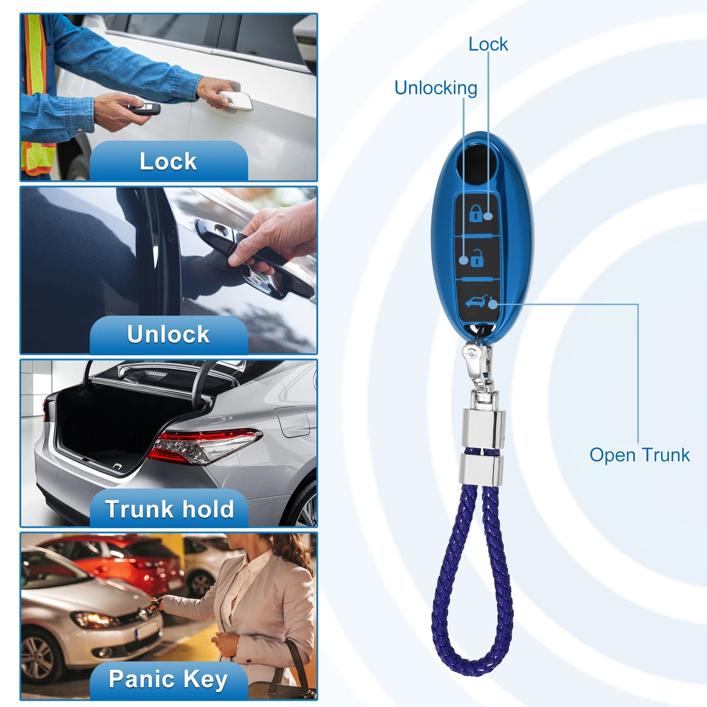 TPU 3 Button Car Key Fob Case Cover for Nissan