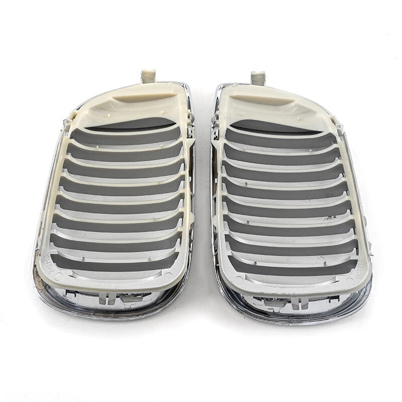 2 x Front Kidney Grills Chrome Silver for BMW E46 320i 325i 330i (2002-2005)