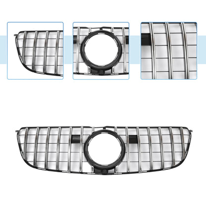 Front Upper Bumper Grille for Mercedes-Benz GLS500 2017 Chrome Silver Tone