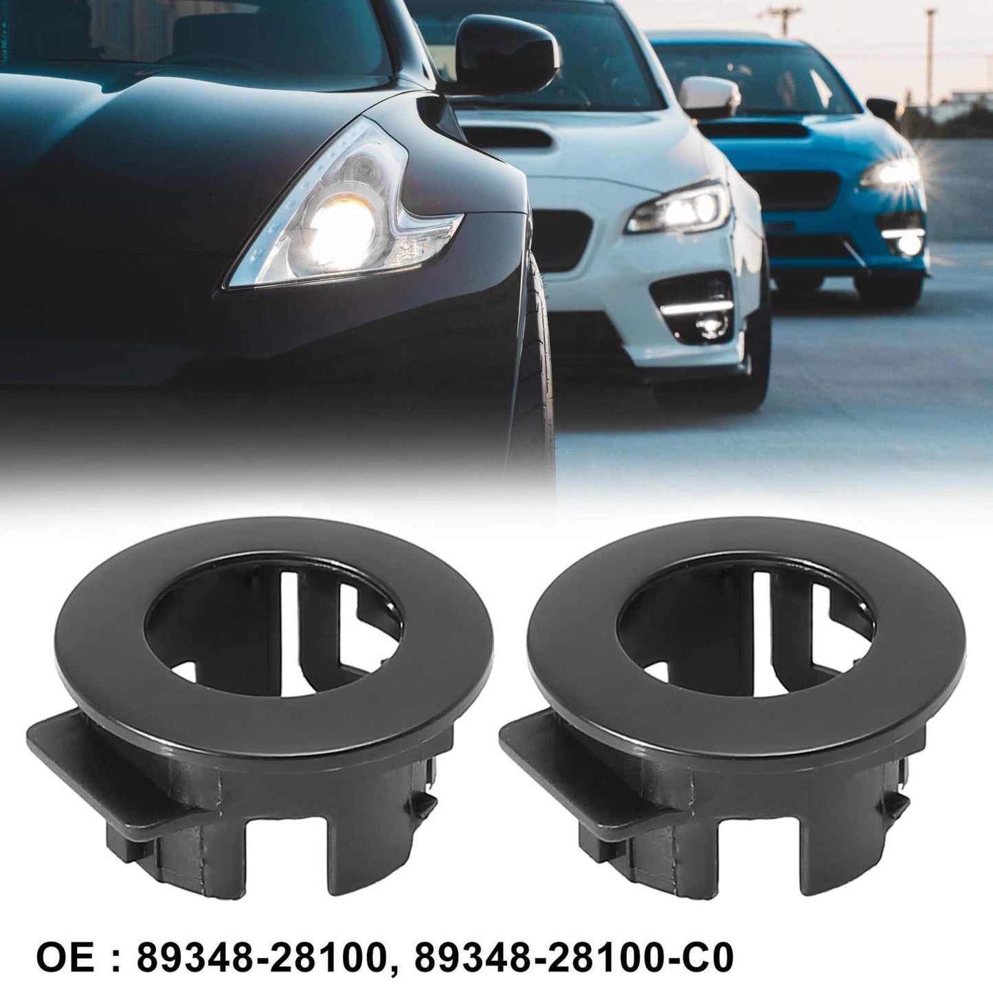 2 x Black Parking Sensor Retainers for Toyota Previa Tarago (2006-2019)