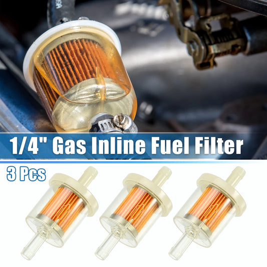 3 x 1/4 Inch Gas Inline Fuel Filter for Motorcycle ATV Orange