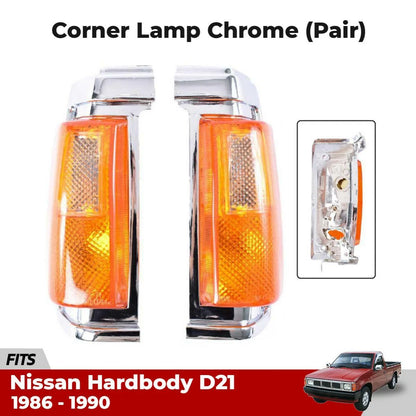 Corner Lights Indicator Lamp Chrome Pair Fits Nissan Navara D21 UTE 1986-90 D06