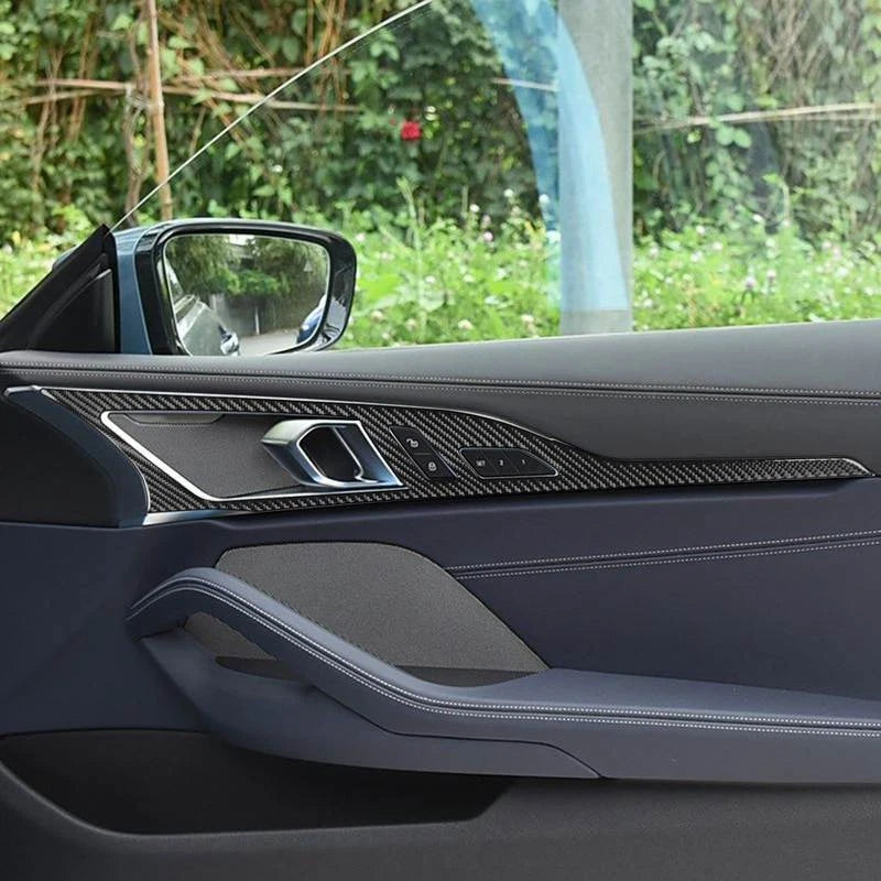 Soft Carbon Fiber Interior Door Handle Panel Trim for BMW 8 Series 2-Door 19-23