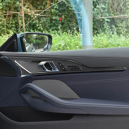 Soft Carbon Fiber Interior Door Handle Panel Trim for BMW 8 Series 2-Door 19-23