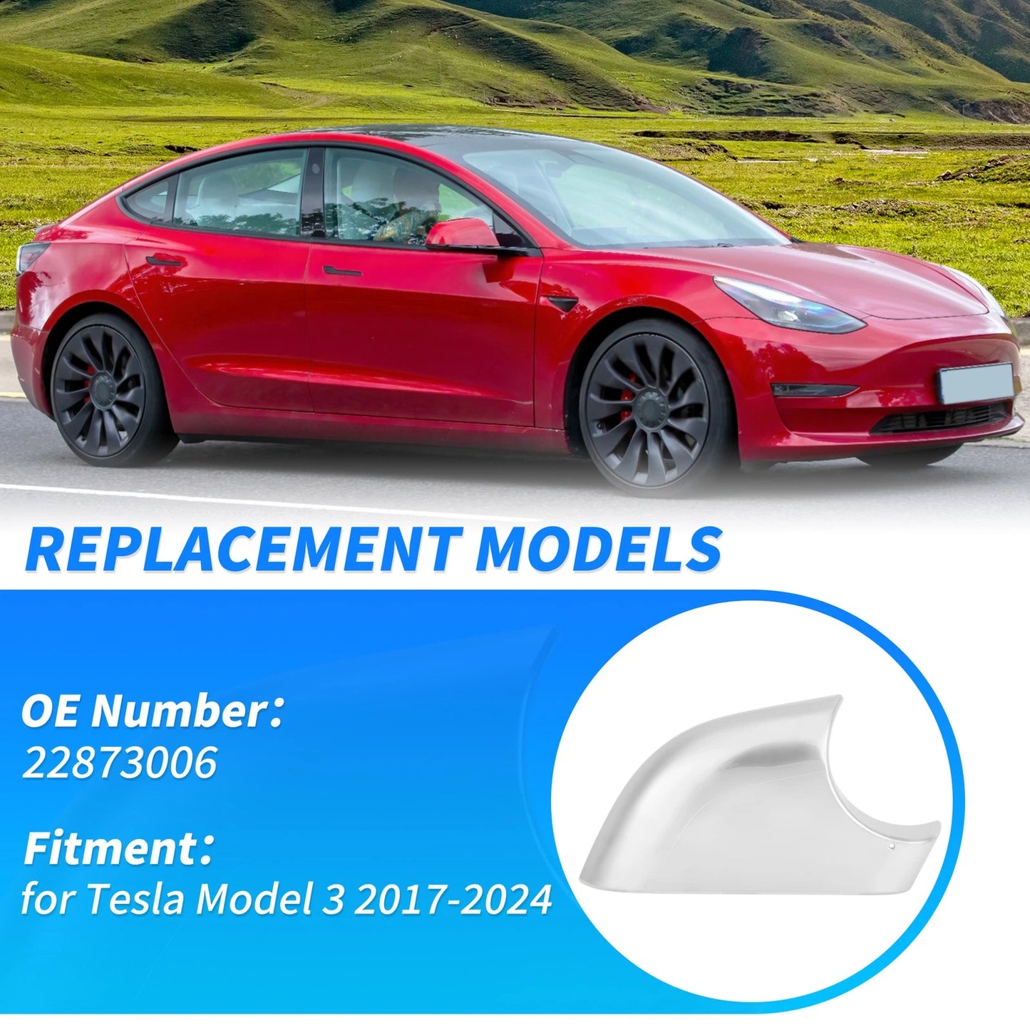 Right Passenger Side Mirror Lower Cover for Tesla Model 3 (2017-2024)