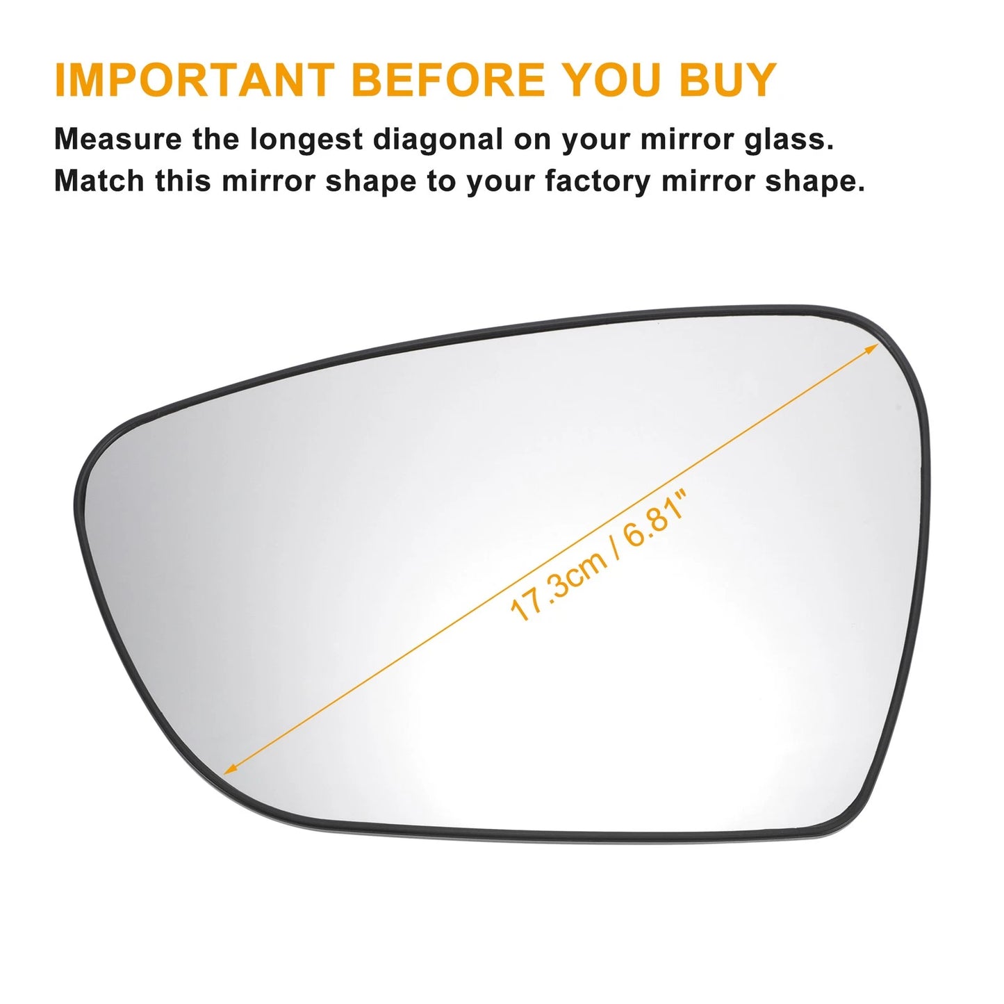 Left Side Heated White Mirror Glass for KIA Ceed (2012-2018)