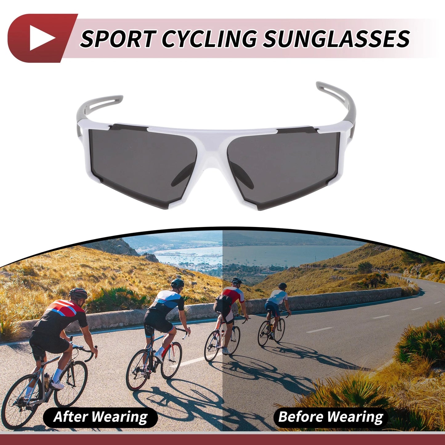 Motorcycle Goggles Grey Lens White Frame Tri-acetel Cellulose