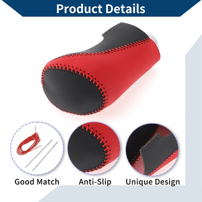 Gear Shift Knob Cover Red Black Faux Leather for Chevrolet Malibu (2016-2020)