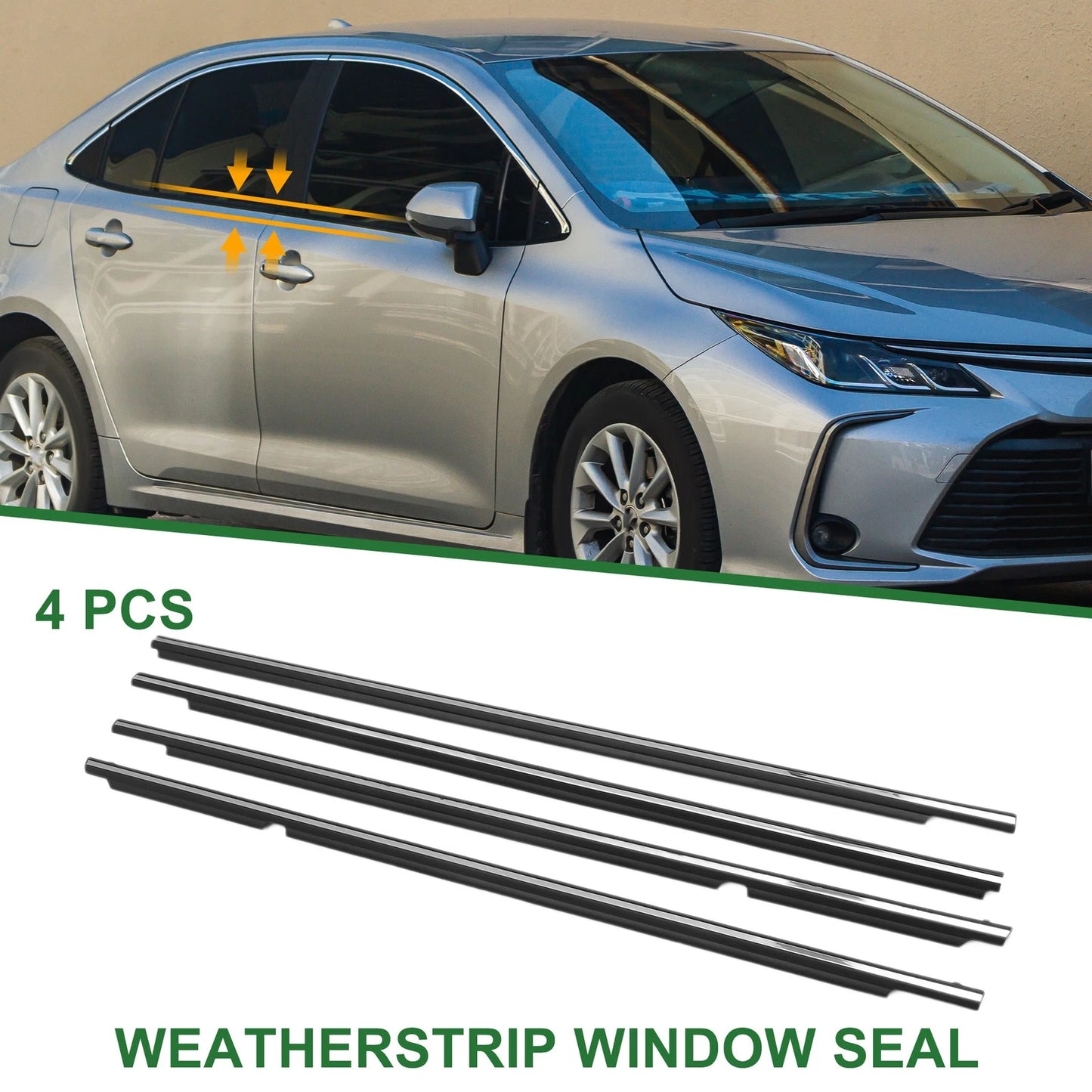 4 x Weatherstrip Window Seal for Toyota Corolla (2008-2013)