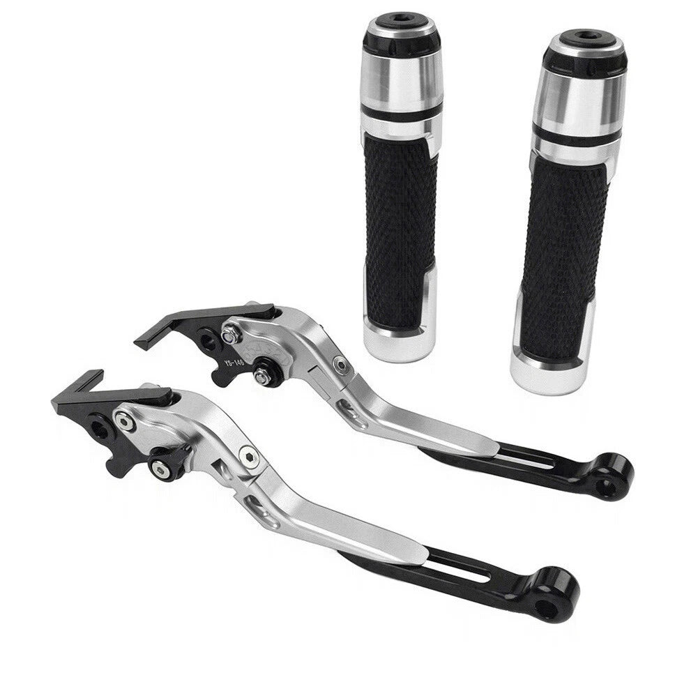 Silver Brake Clutch Lever Handlebar Grip Set for Yamaha MT-15, XSR155
