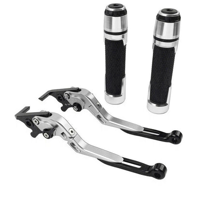 Silver Brake Clutch Lever Handlebar Grip Set for Yamaha MT-15, XSR155