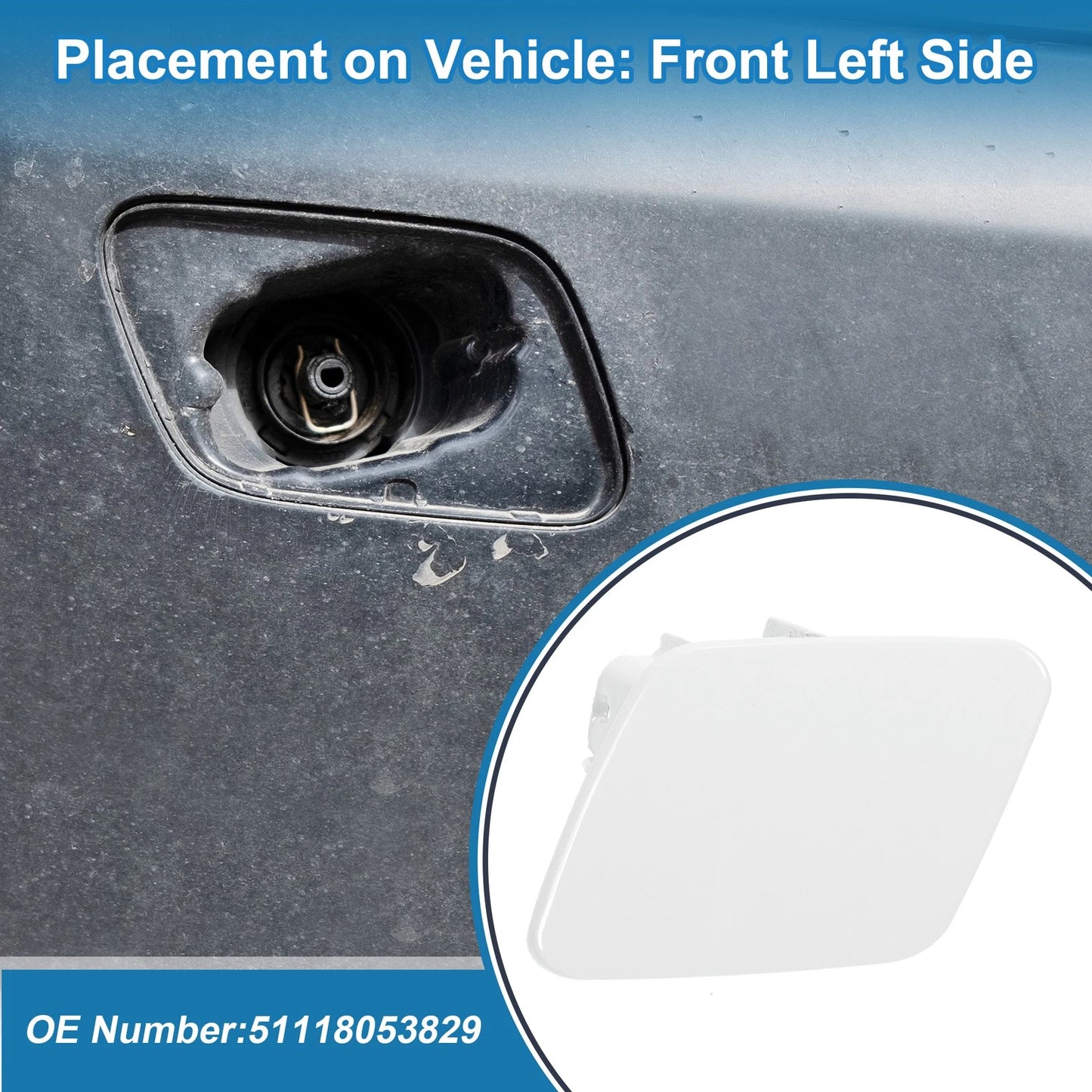 Front Left Bumper Headlight Washer Nozzle Cover for BMW 1 Series (2004-2013)
