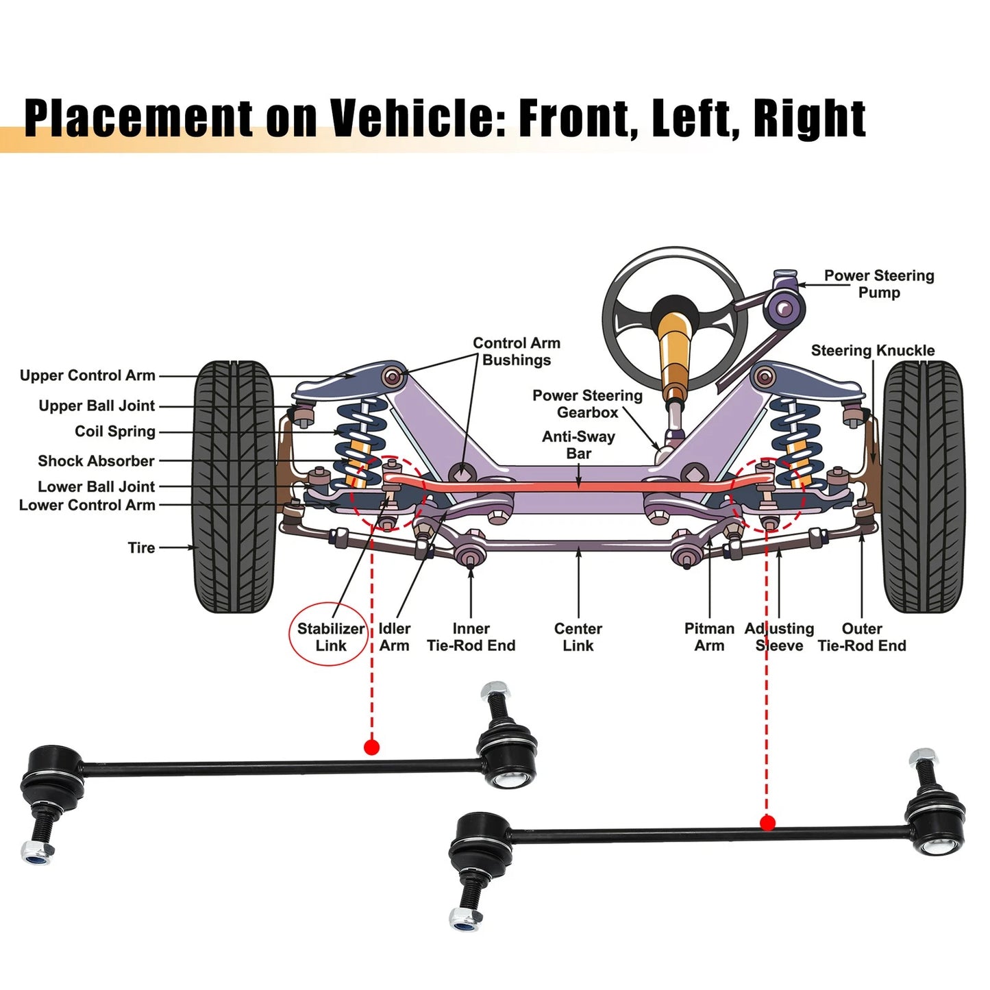 Front Sway Bar Links for Dodge Caliber, Jeep (2009-2012)