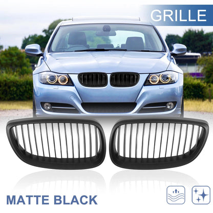 Front Kidney Grille Dual Slat for BMW E92 2006-2010 2 Door Matte Black
