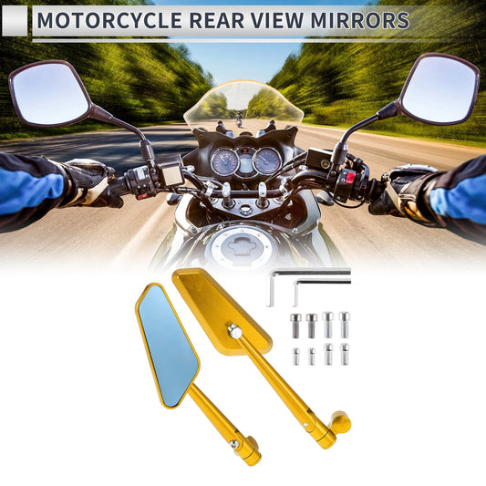 M8/M10 Motorcycle Rear View Mirrors Prismatic Gold Tone Aluminum Alloy